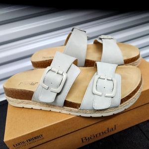 Grey sandal slip ons